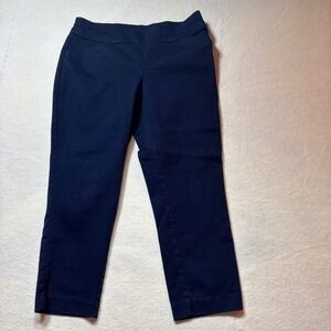 Croft & Barrow Effortless Stretch Pant Navy Blue 10P Short Slim Leg Pull On #873